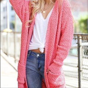 💕Avery in CORAL Popcorn Cardigan
